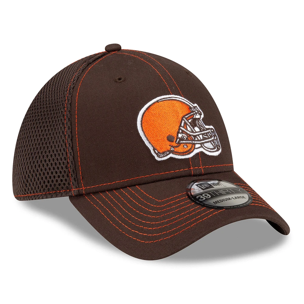 Casquette flex Neo 39THIRTY Cleveland Browns New Era pour hommes, marron