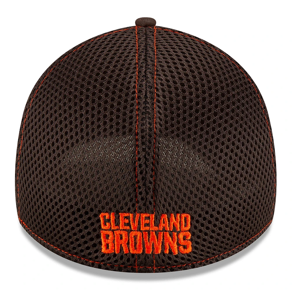 Casquette flex Neo 39THIRTY Cleveland Browns New Era pour hommes, marron