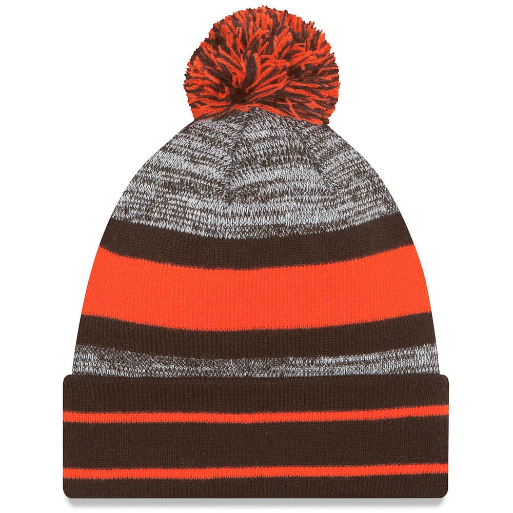 Men's New Era Brown Cleveland Browns Primary Logo - Cuffed Knit Hat with Pom