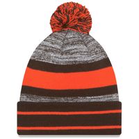 Men's New Era Brown Cleveland Browns Primary Logo - Cuffed Knit Hat with Pom