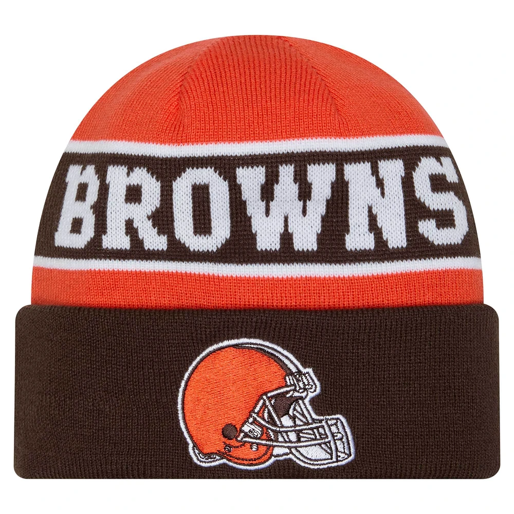 Bonnet en tricot à revers inversé Cleveland Browns de New Era pour homme