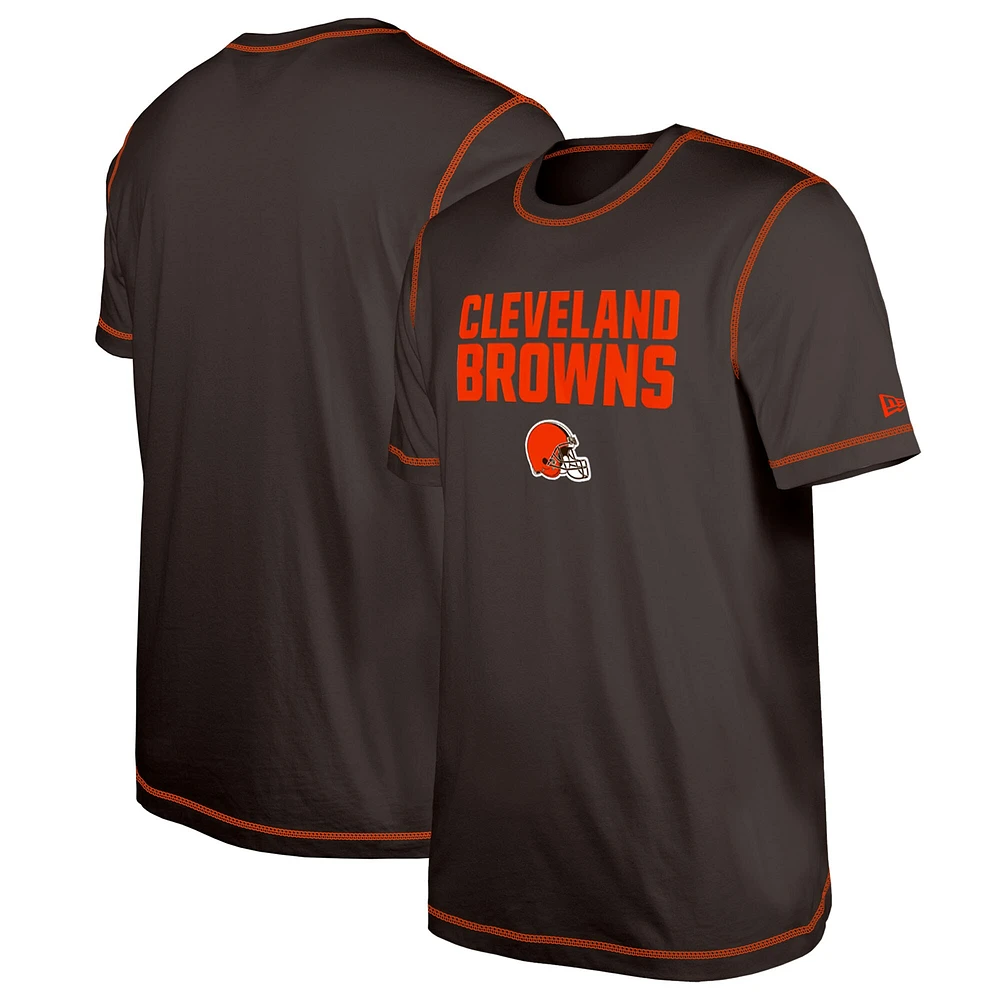 T-shirt à imprimé Third Down Puff des Cleveland Browns New Era pour homme, marron