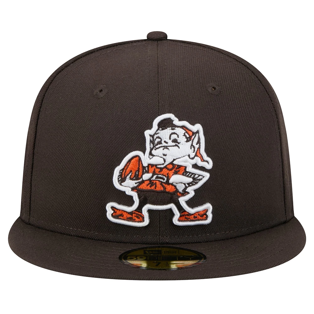 Men's New Era Brown Cleveland Browns Throwback Main 59FIFTY Fitted Hat