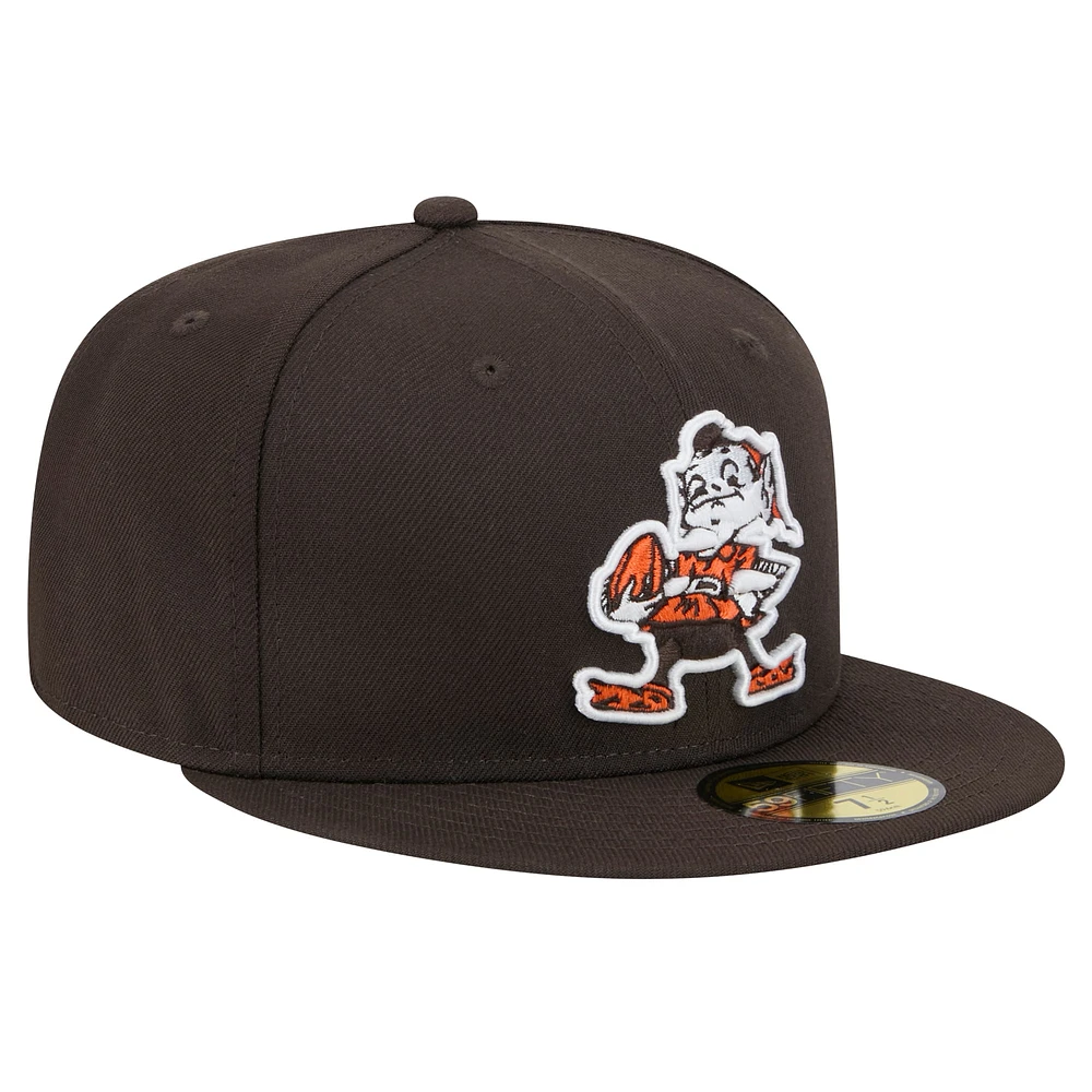 Men's New Era Brown Cleveland Browns Throwback Main 59FIFTY Fitted Hat