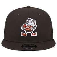 Casquette à visière rabattable Cleveland Browns de New Era pour homme, modèle rétro, modèle camionneur 9FIFTY, marron