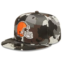 Camp d'entraînement NFL New Era Camo Cleveland Browns 2022 pour homme - Casquette ajustable 9FIFTY Snapback officielle