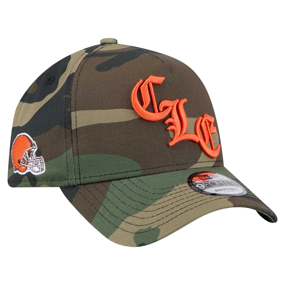 Men's New Era Camo Cleveland Browns Mystic Camo A-Frame 9FORTY Adjustable Hat