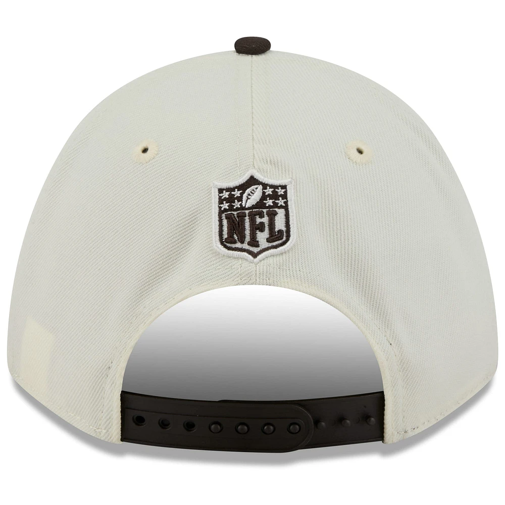 Men's New Era Cream/Brown Cleveland Browns 2025 NFL Draft 9FORTY A-Frame M-Crown Adjustable Hat