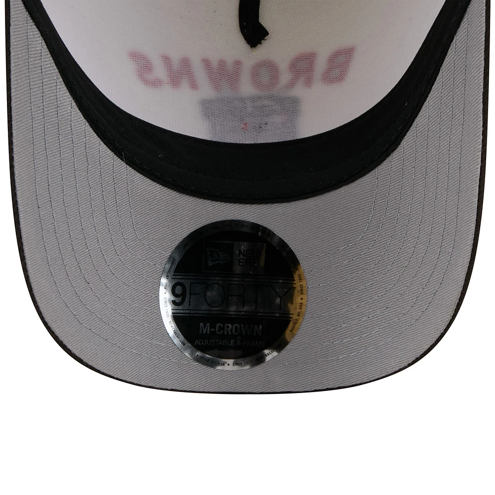 Men's New Era Cream/Brown Cleveland Browns 2025 NFL Draft 9FORTY A-Frame M-Crown Adjustable Hat