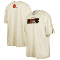 T-shirt New Era crème pour homme Cleveland Browns 2023 NFL Draft Big & Tall