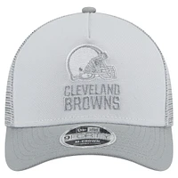 Men's New Era Gray Cleveland Browns Domain 9FORTY A-Frame Trucker Adjustable Hat