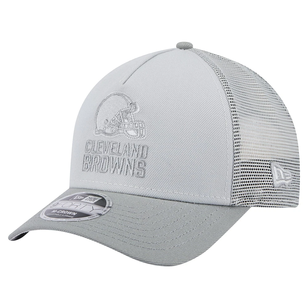 Men's New Era Gray Cleveland Browns Domain 9FORTY A-Frame Trucker Adjustable Hat