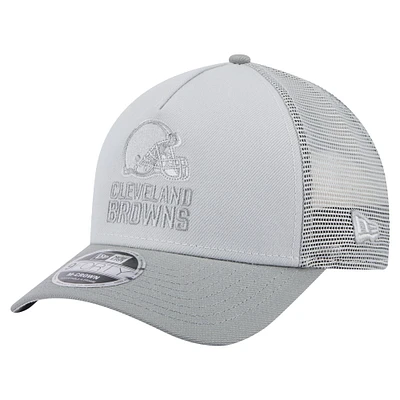Men's New Era Gray Cleveland Browns Domain 9FORTY A-Frame Trucker Adjustable Hat