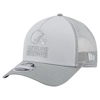 Men's New Era Gray Cleveland Browns Domain 9FORTY A-Frame Trucker Adjustable Hat