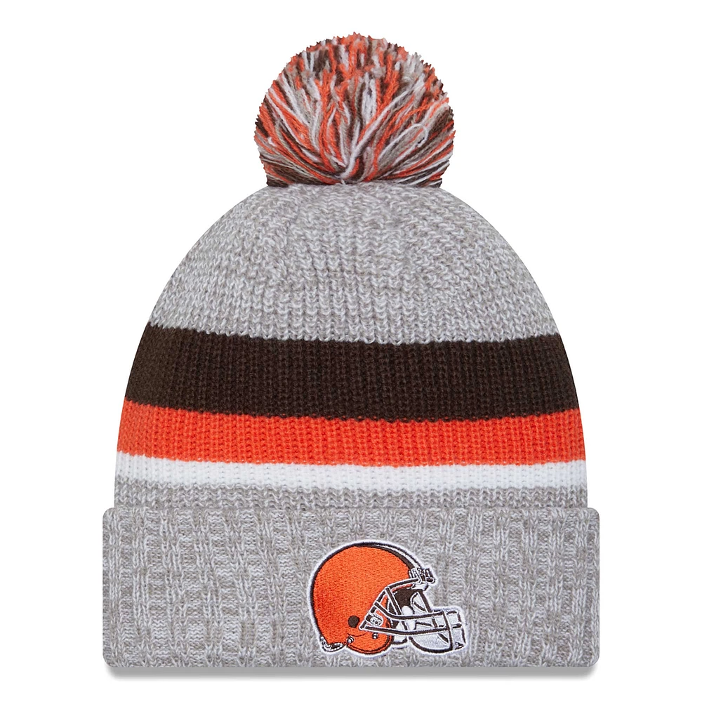 Men's New Era Heather Gray Cleveland Browns Cuffed Knit Hat with Pom