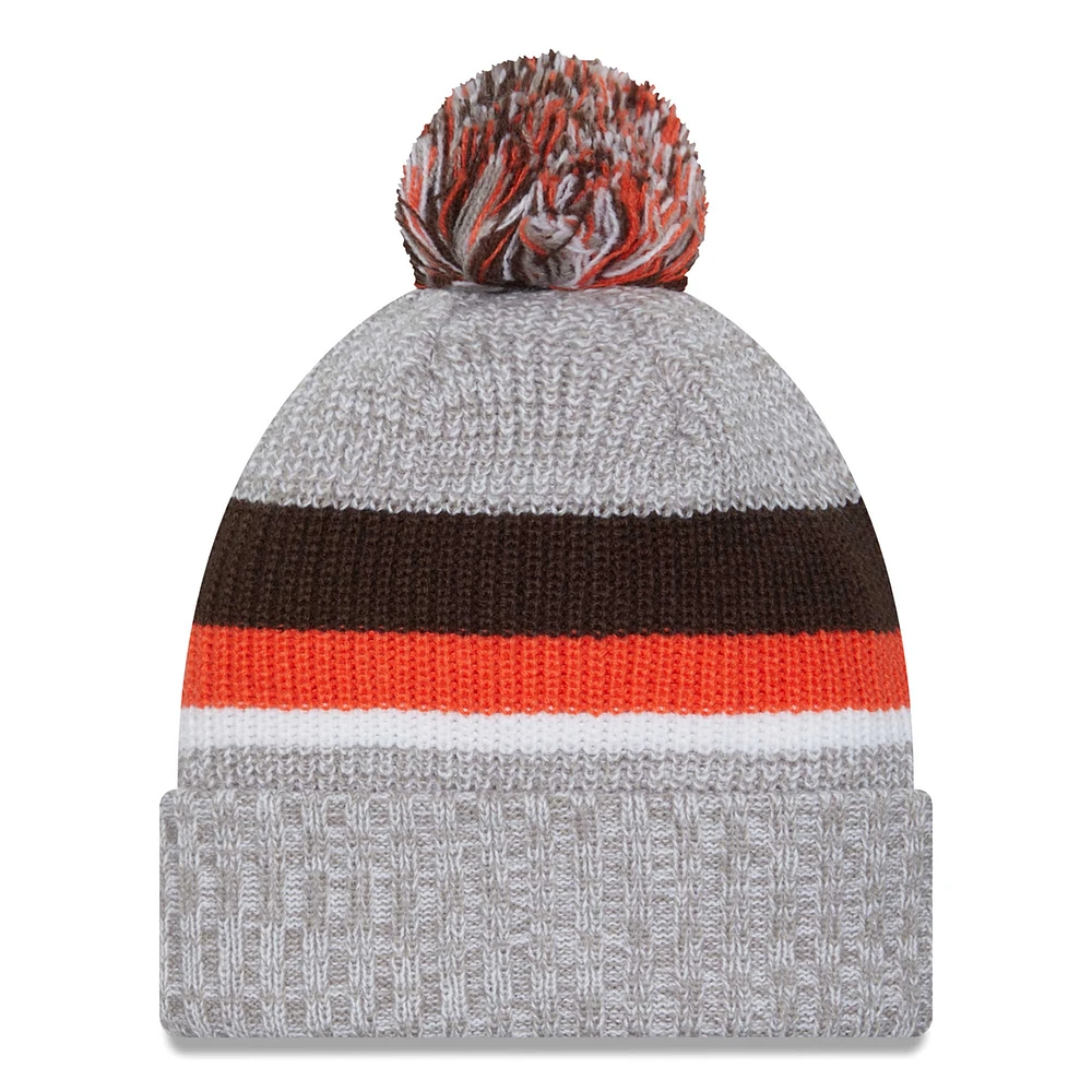 Men's New Era Heather Gray Cleveland Browns Cuffed Knit Hat with Pom