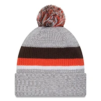 Men's New Era Heather Gray Cleveland Browns Cuffed Knit Hat with Pom