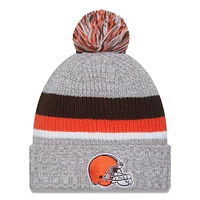 Bonnet en tricot à revers Cleveland Browns New Era pour hommes, gris chin