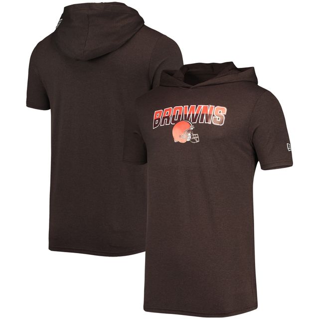 T-shirt à capuche brossé pour homme Cleveland Browns Team New Era Heathered Brown