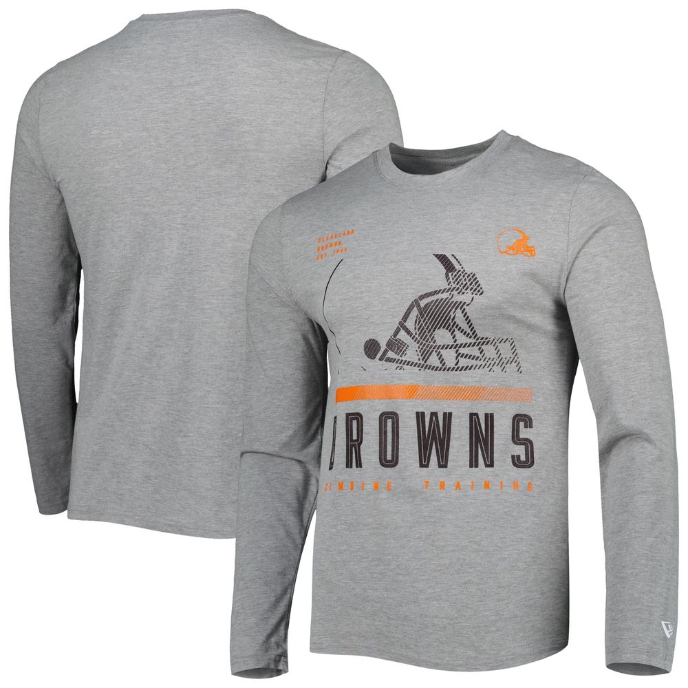 Men's New Era Heathered Gray Cleveland Browns Combine Authentic Red Zone Long Sleeve T-Shirt