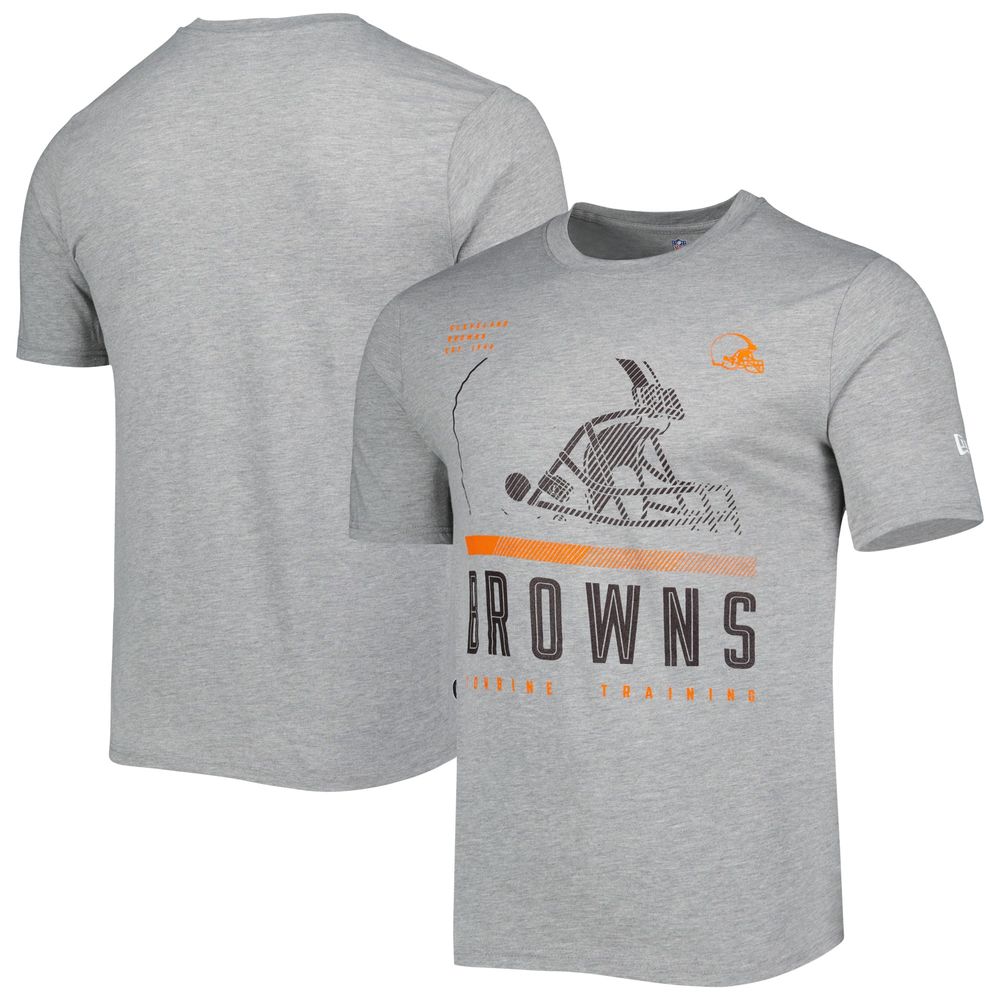 Men's New Era Heathered Gray Cleveland Browns Combine Authentic Red Zone T-Shirt