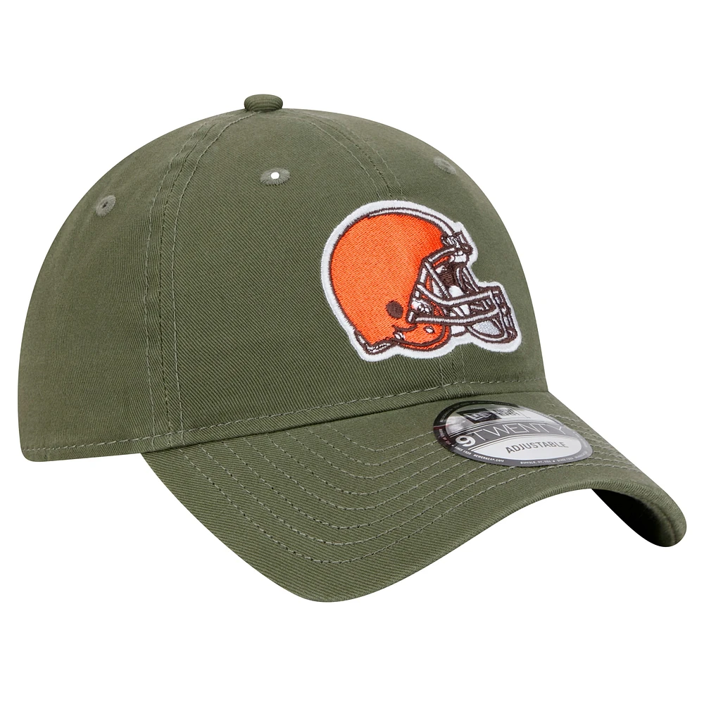 Men's New Era Olive Cleveland Browns Main 9TWENTY Adjustable Hat