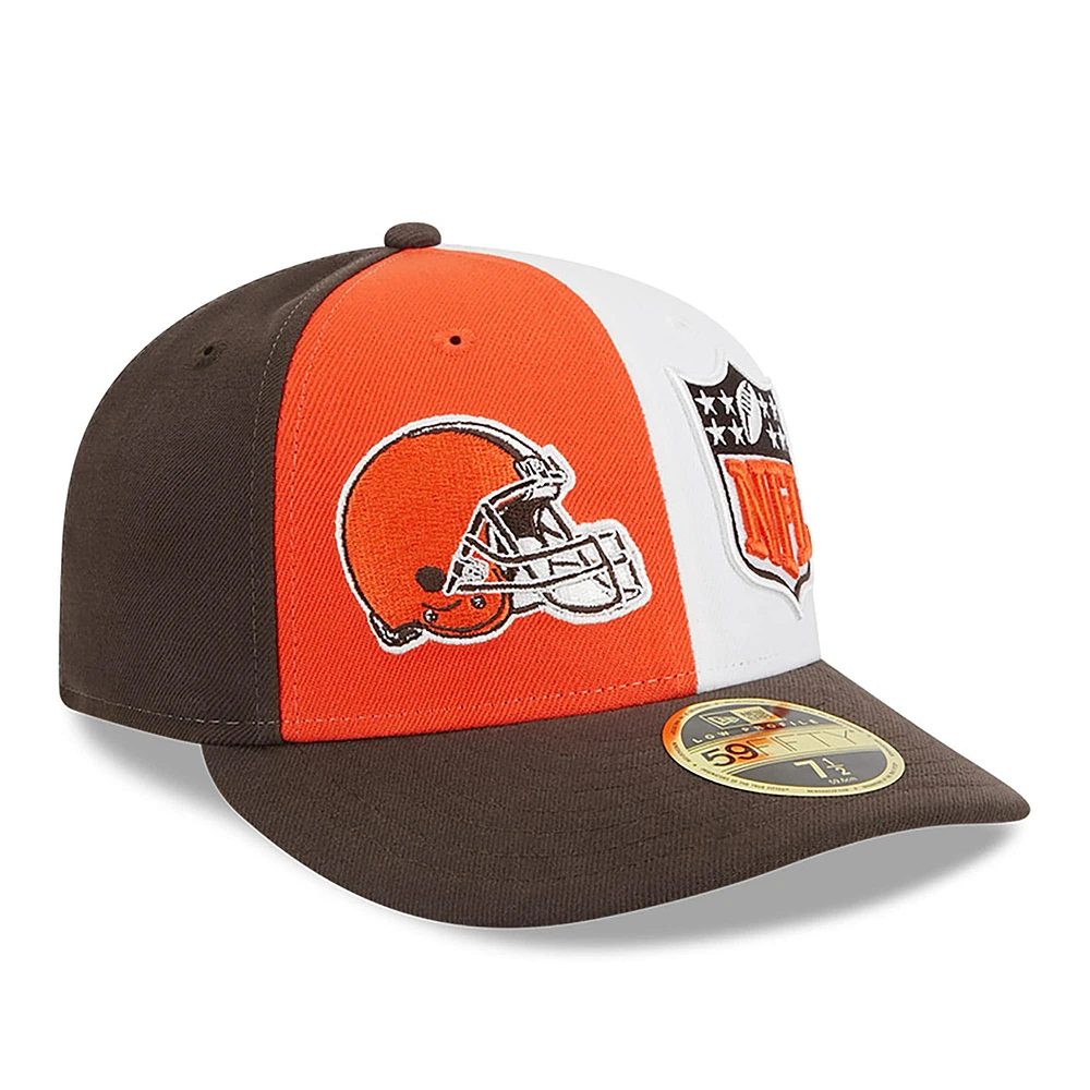 Casquette ajustée 59FIFTY Sideline Low Profile des Cleveland Browns 2023 pour homme New Era orange/marron