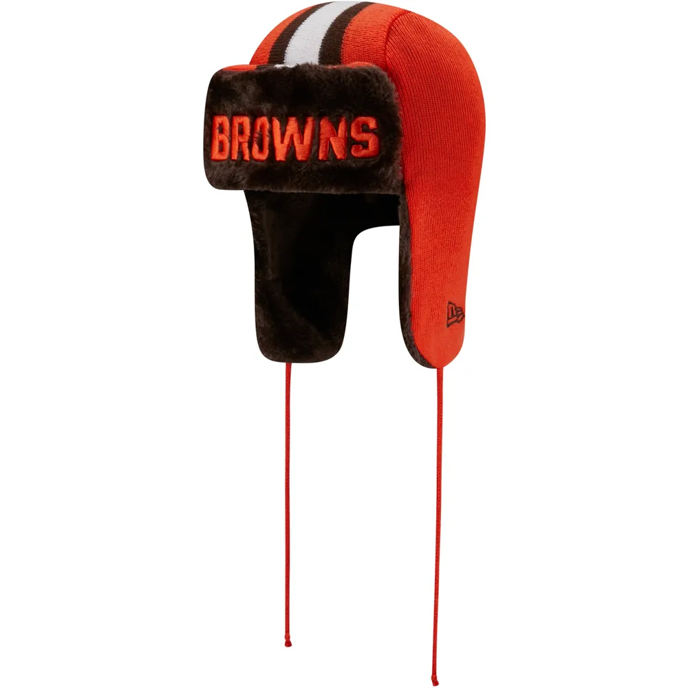 Lids Cleveland Browns New Era Helmet Head Trapper Knit Hat - Orange