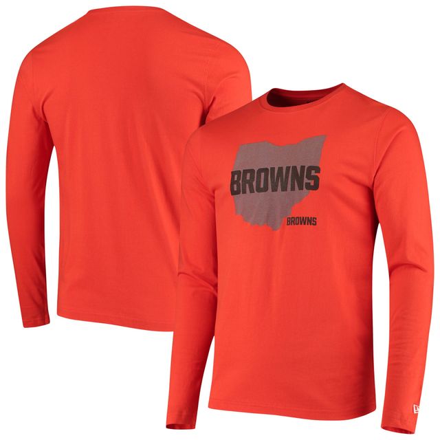 T-shirt à manches longues orange Cleveland Browns State New Era pour homme