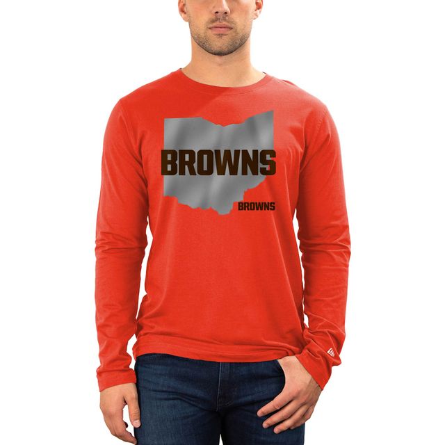 T-shirt à manches longues orange Cleveland Browns State New Era pour homme