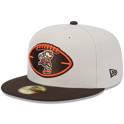 Men's New Era Stone/Brown Cleveland Browns 2024 Sideline Historic 59FIFTY Fitted Hat