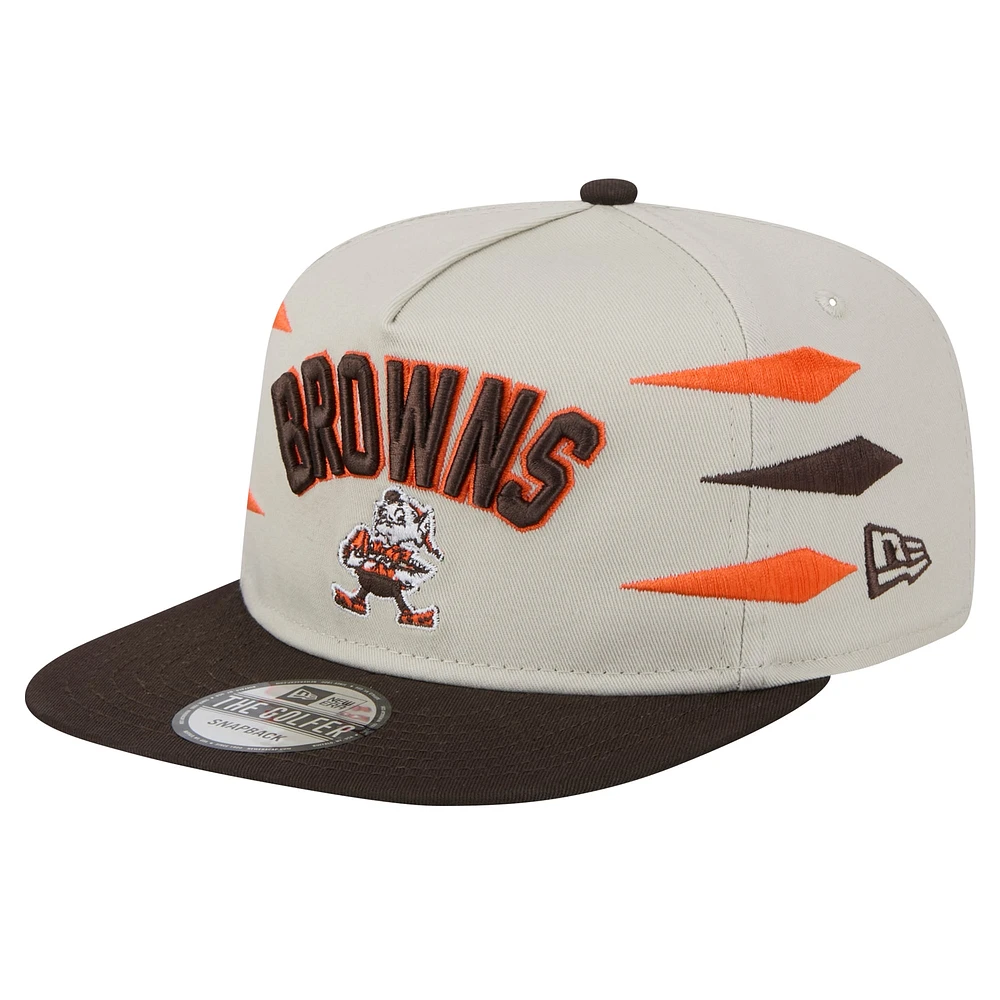 Casquette de golf athlétique à visière snapback Cleveland Browns de New Era pour homme, couleur pierre/marron