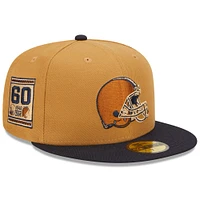 Casquette ajustée 59FIFTY Wheat 60th Anniversary des Cleveland Browns New Era pour homme, beige/bleu marine