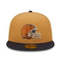 Men's New Era Tan/Navy Cleveland Browns 60th Anniversary Wheat 59FIFTY fitted hat