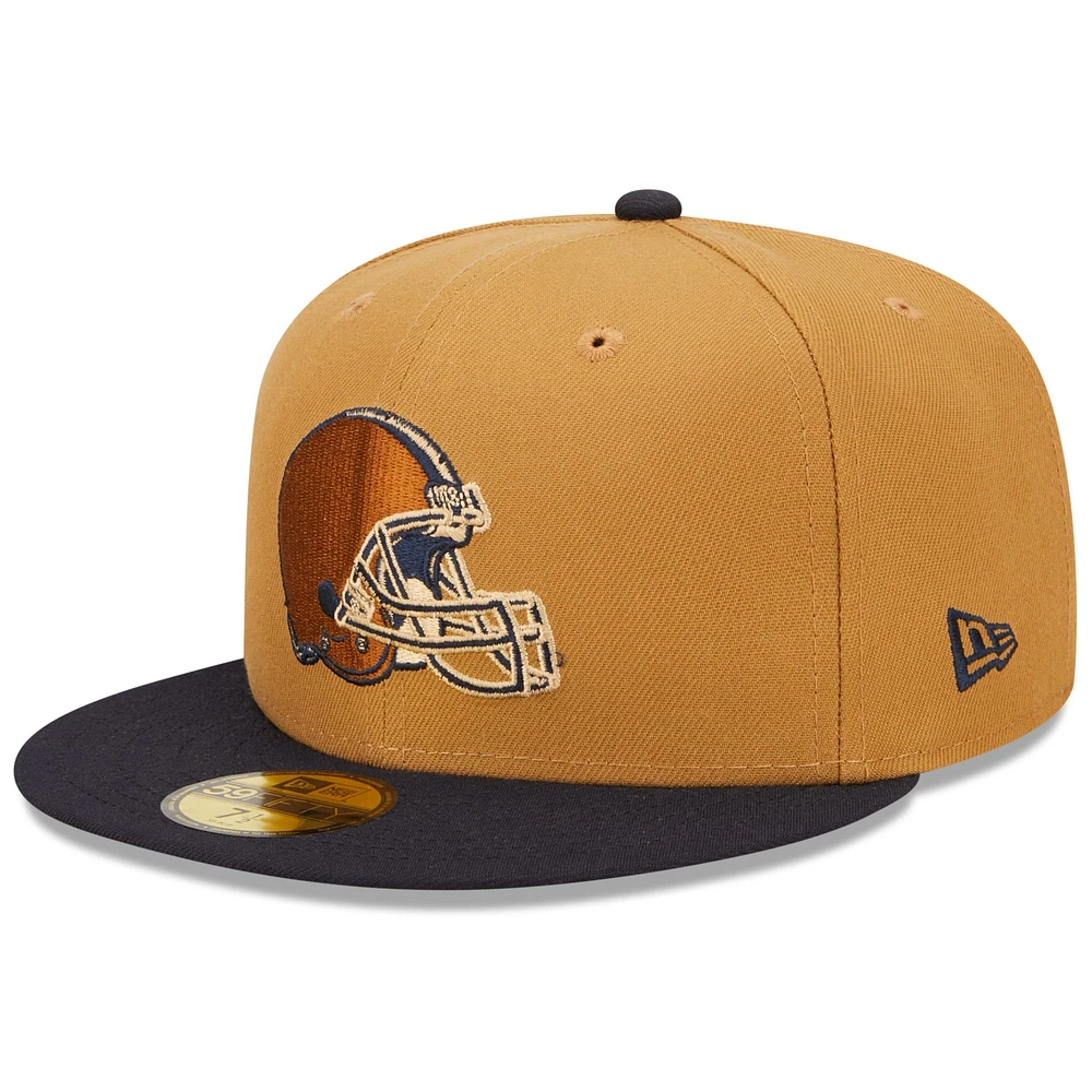 Men's New Era Tan/Navy Cleveland Browns 60th Anniversary Wheat 59FIFTY fitted hat