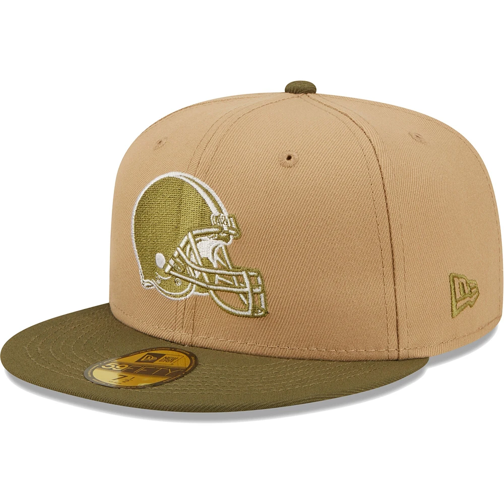 Casquette ajustée 60e anniversaire Saguaro 59FIFTY des Cleveland Browns New Era pour homme, beige/olive