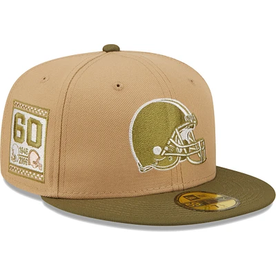 Casquette ajustée 60e anniversaire Saguaro 59FIFTY des Cleveland Browns New Era pour homme, beige/olive