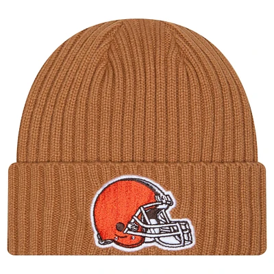 Bonnet tricoté à revers Cleveland Browns Color Pack pour homme New Era Tan