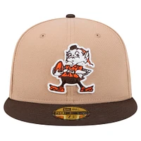 Men's New Era Tan Cleveland Browns  Throwback Logo Main 59FIFTY Fitted Hat