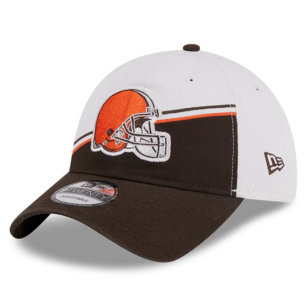 Casquette réglable 9TWENTY Sideline 2023 Sideline 9TWENTY des Cleveland Browns New Era pour homme, blanc/marron