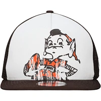 Men's New Era White/Brown Cleveland Browns Distressed 9FIFTY A-Frame Snapback Hat