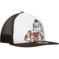 Men's New Era White/Brown Cleveland Browns Distressed 9FIFTY A-Frame Snapback Hat