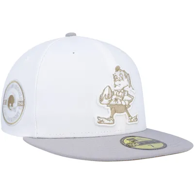 New Era White/Gray Las Vegas Raiders 50th Anniversary Gold Undervisor 59FIFTY Fitted Hat