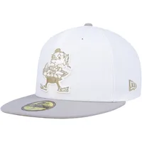 Men's New Era White Cleveland Browns Omaha 59FIFTY Fitted Hat