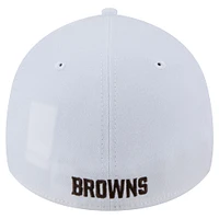 Men's New Era White Cleveland Browns Main 39THIRTY Flex Hat