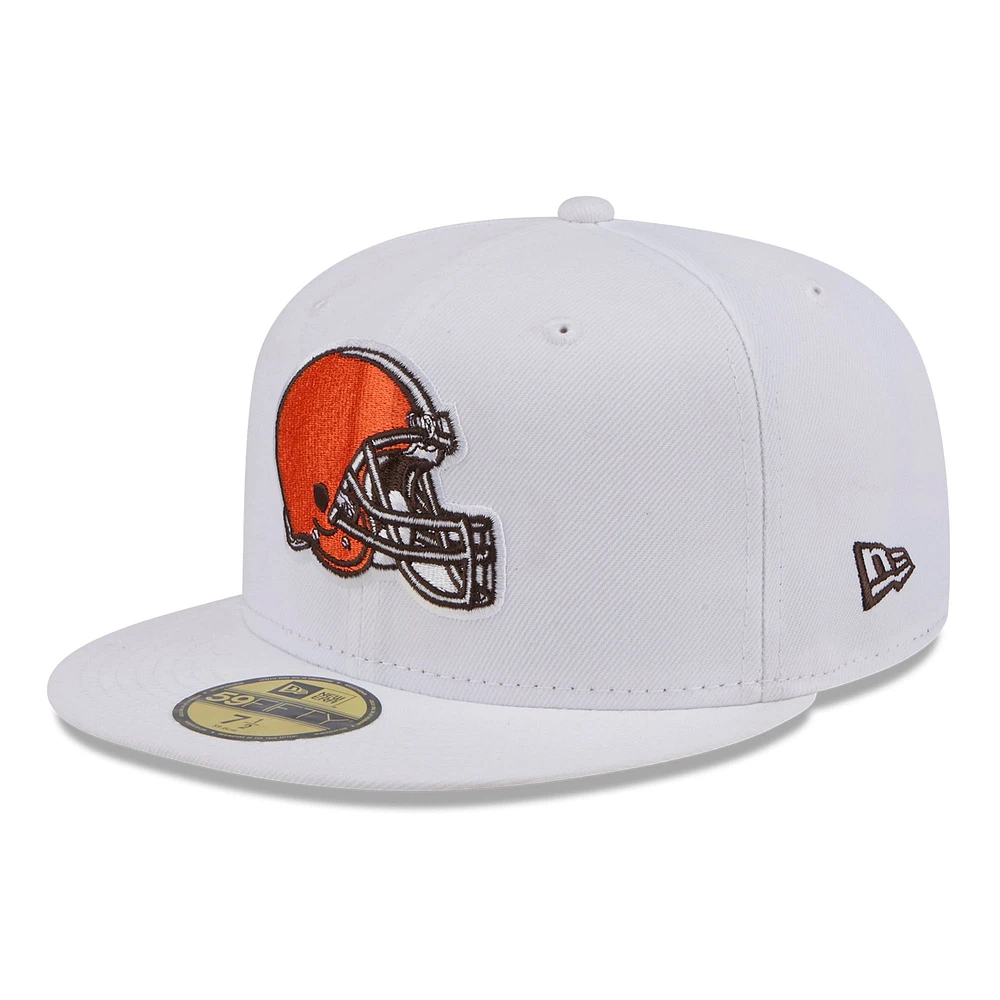 Casquette ajustée Omaha 59FIFTY Cleveland Browns New Era pour hommes, blanche