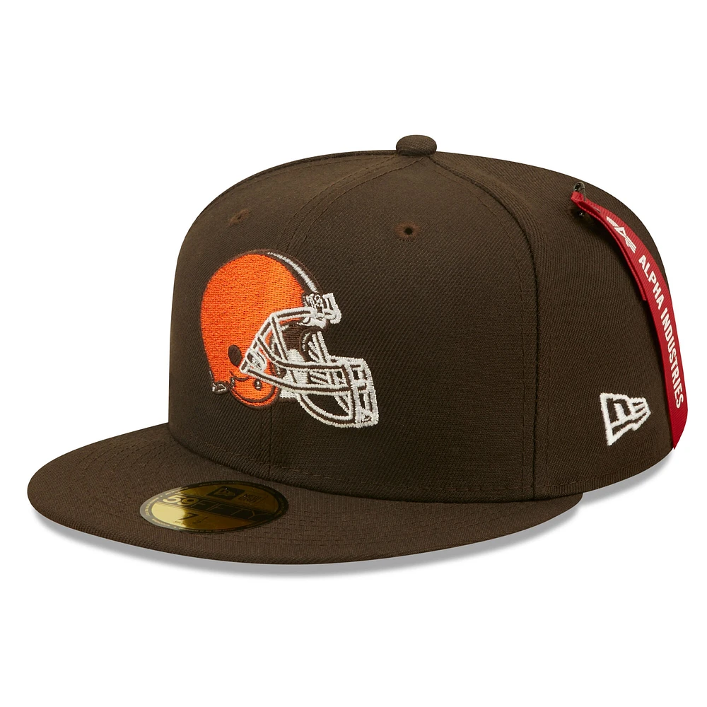 Casquette ajustée Alpha 59FIFTY des Cleveland Browns pour homme New Era x Industries marron