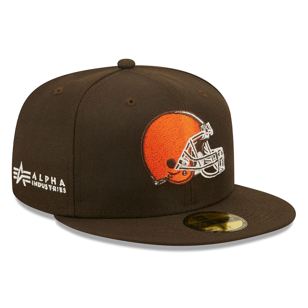 Casquette ajustée Alpha 59FIFTY des Cleveland Browns pour homme New Era x Industries marron