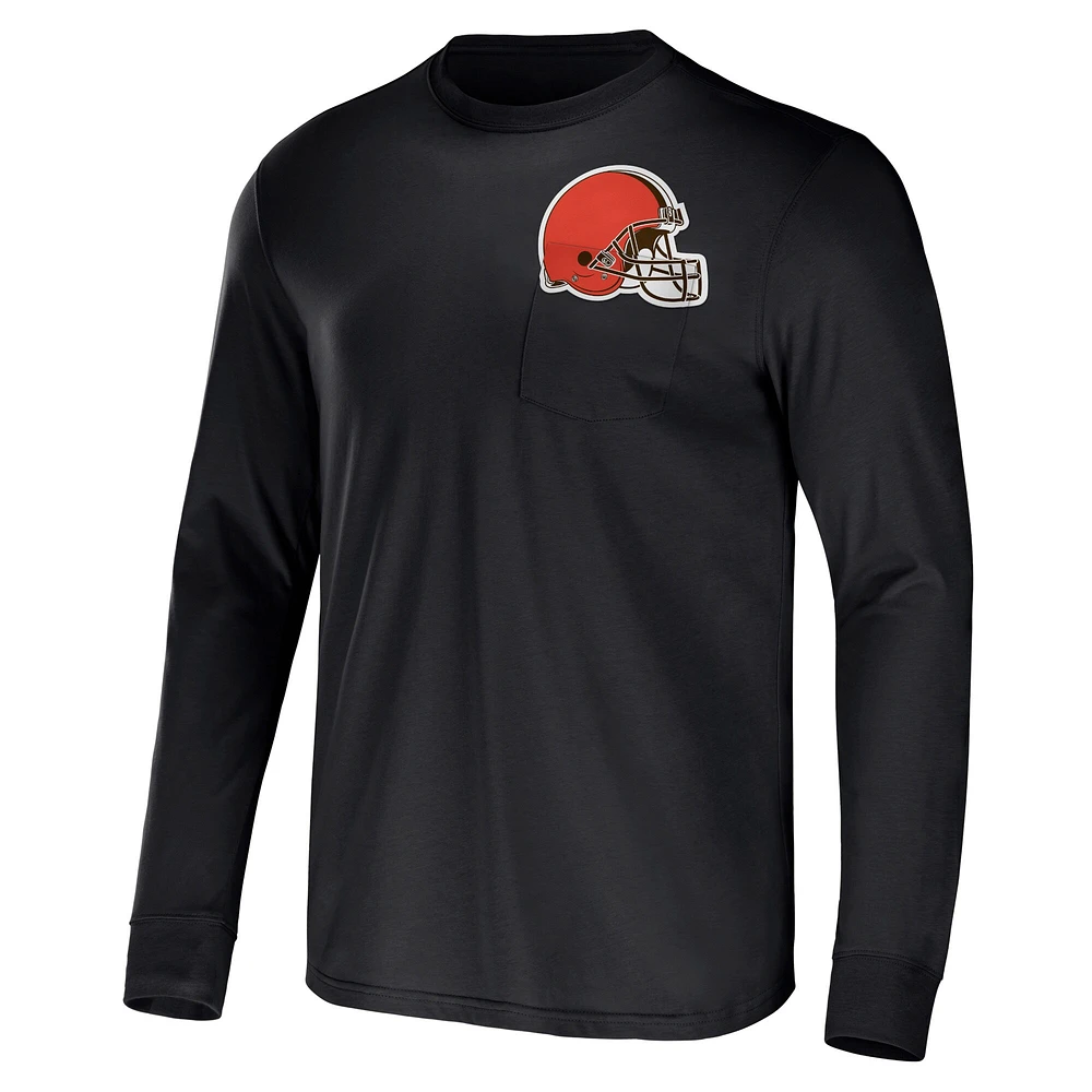 Men's NFL x Darius Rucker Collection by Fanatics Brown Cleveland Browns Team Long Sleeve Pocket T-Shirt