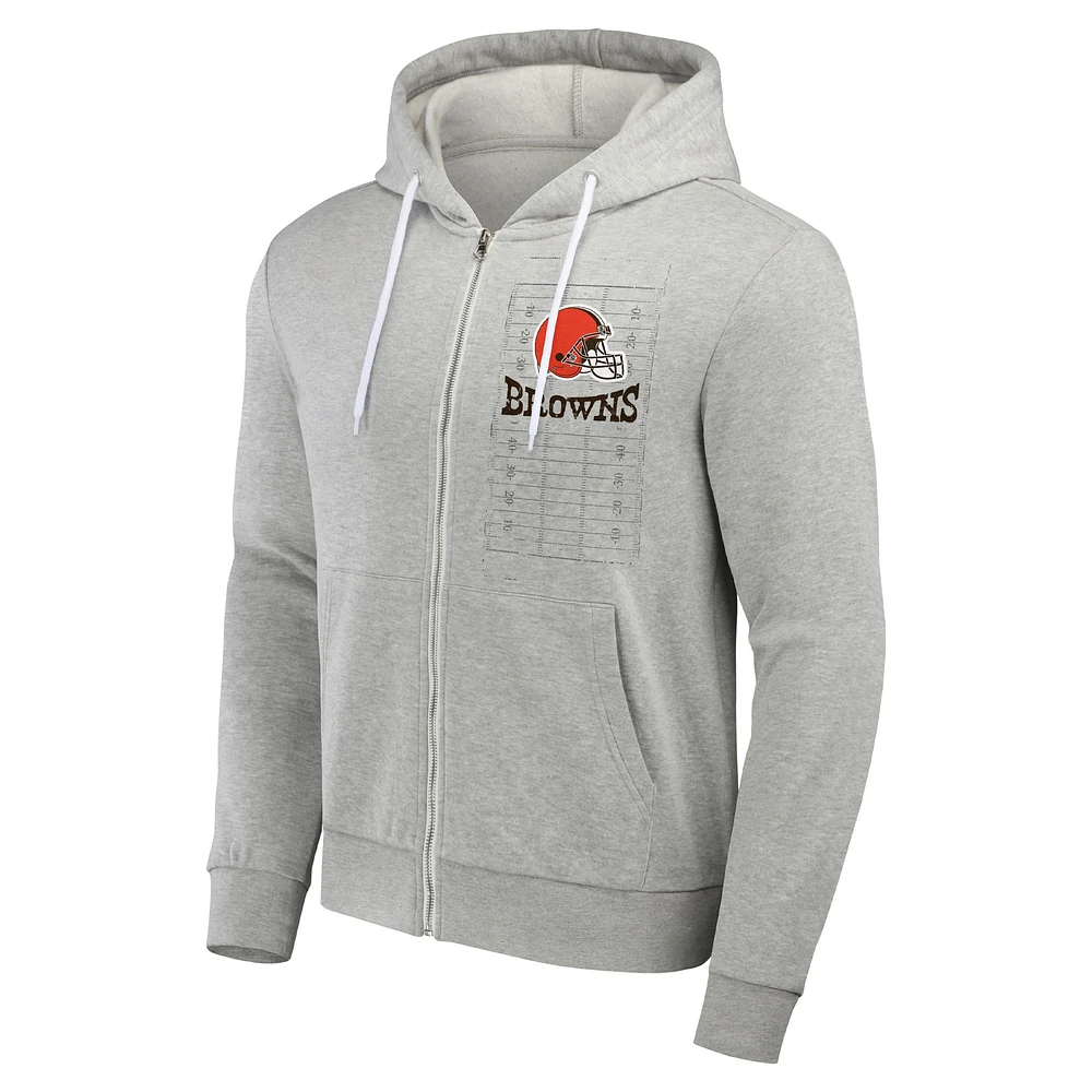 Sweat à capuche zippé pour homme de la collection NFL x Darius Rucker Fanatics, gris chiné, Cleveland Browns